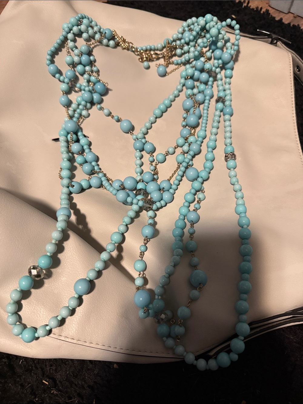 J. Crew Turquoise Beaded Multi-Strand Necklace with Gold Accents